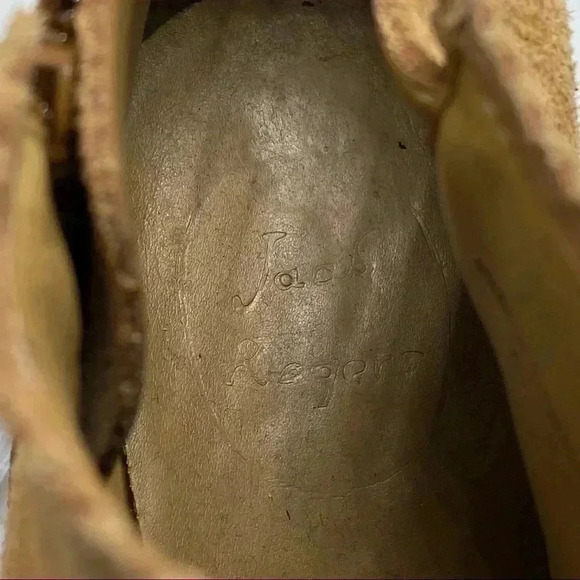 Jack Rogers Tan suede heeled booties classic side zip - Picture 6 of 11